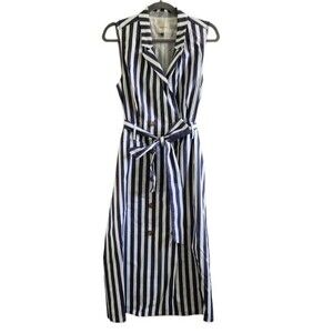 COURT & ROWE Blue and White Sleeveless Midi Sundress